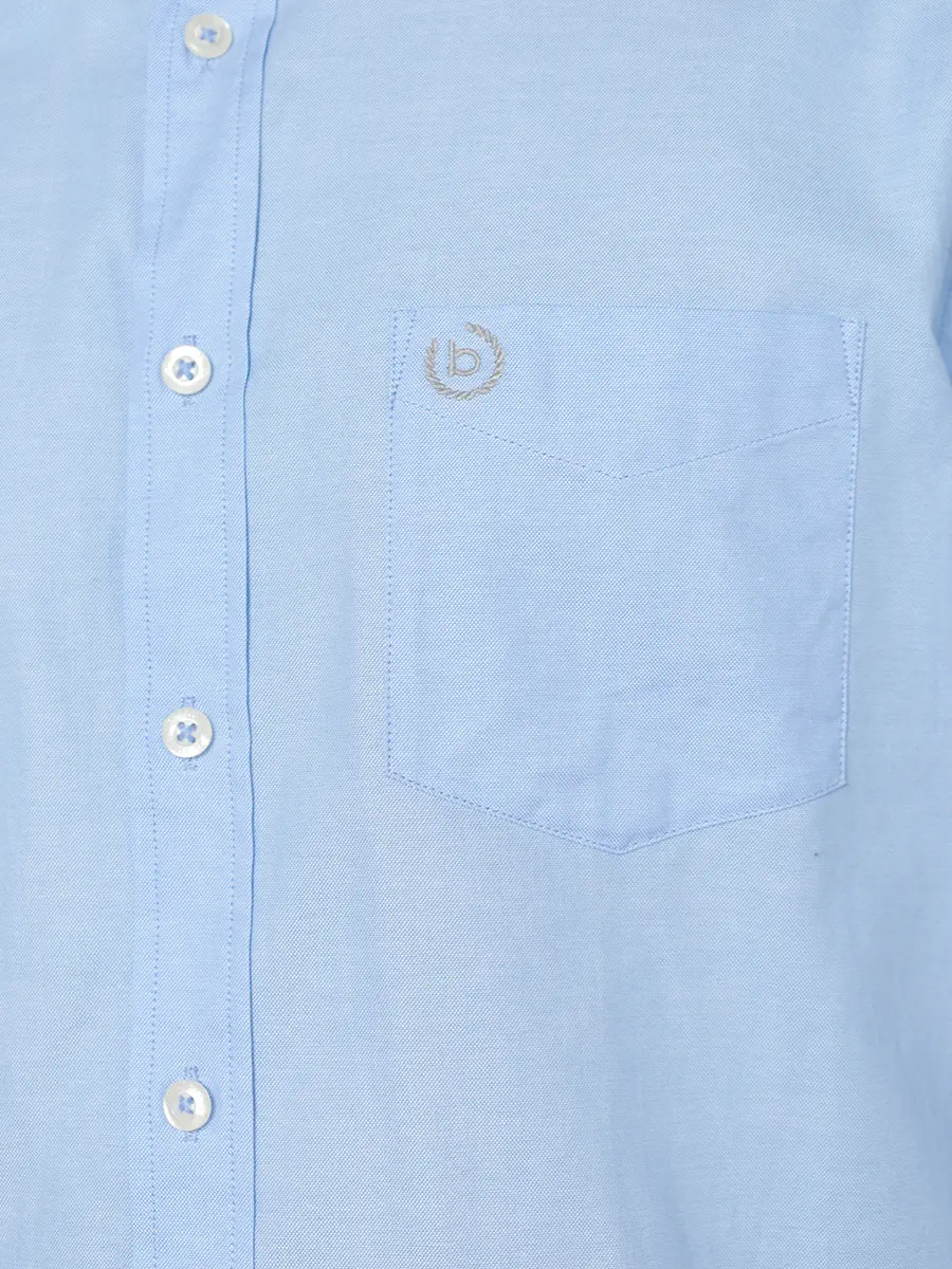 Рубашка прямого кроя голубого цвета из хлопка